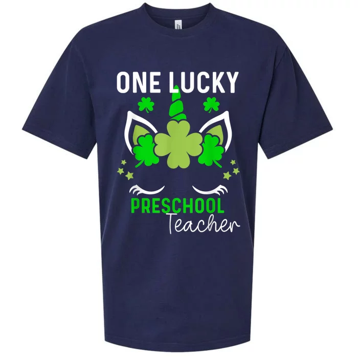 Funny One Lucky Preschool Teacher St. Patricks Day Irish Sueded Cloud Jersey T-Shirt