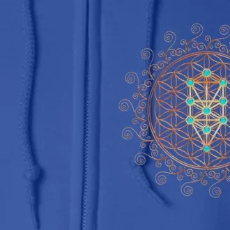 Flower Of Life Tree Of Life Sacred Geometry Kabbalah Gift Full Zip Hoodie