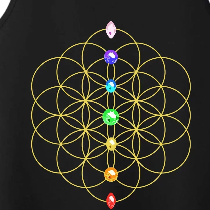 Flower Of Life 7 Chakras Sacred Geometry Yoga Meditation Hoodie Performance Tank