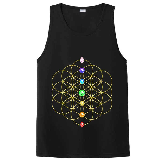 Flower Of Life 7 Chakras Sacred Geometry Yoga Meditation Hoodie Performance Tank