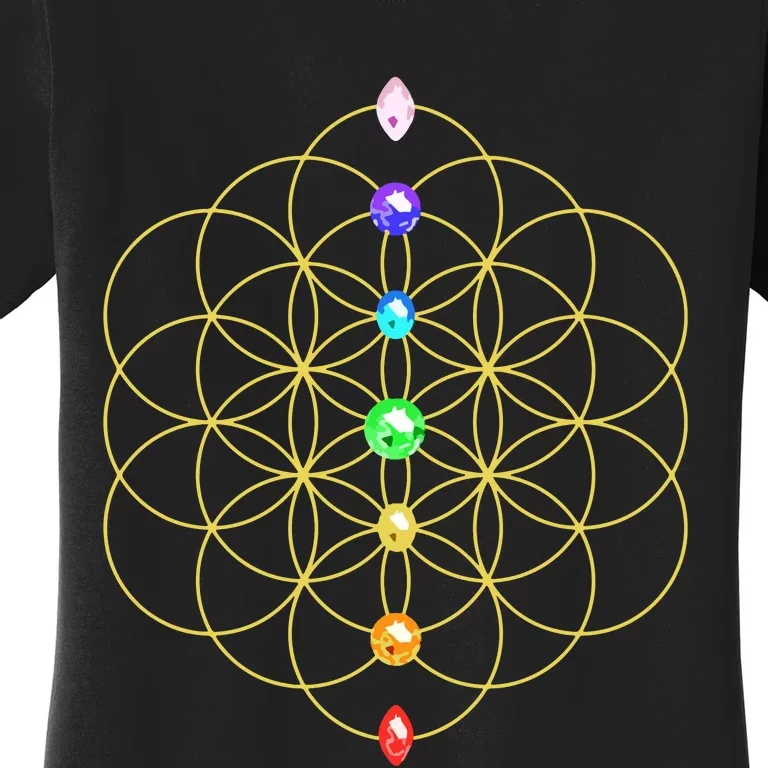 Flower Of Life 7 Chakras Sacred Geometry Yoga Meditation Hoodie Women's T-Shirt