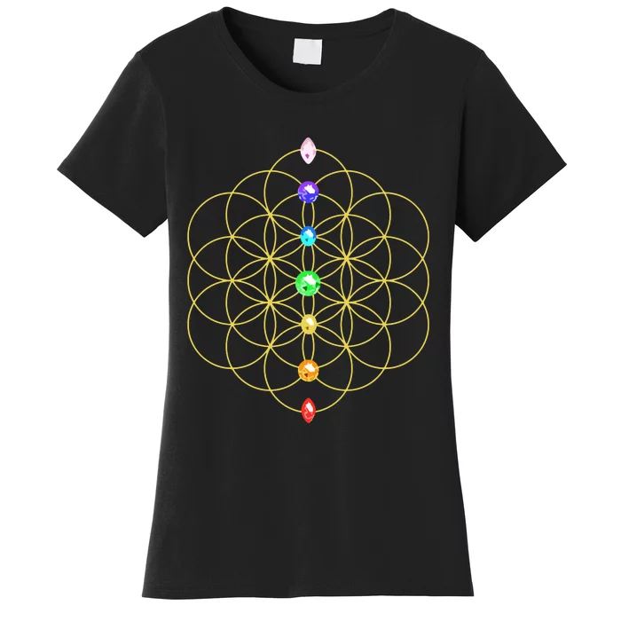 Flower Of Life 7 Chakras Sacred Geometry Yoga Meditation Hoodie Women's T-Shirt