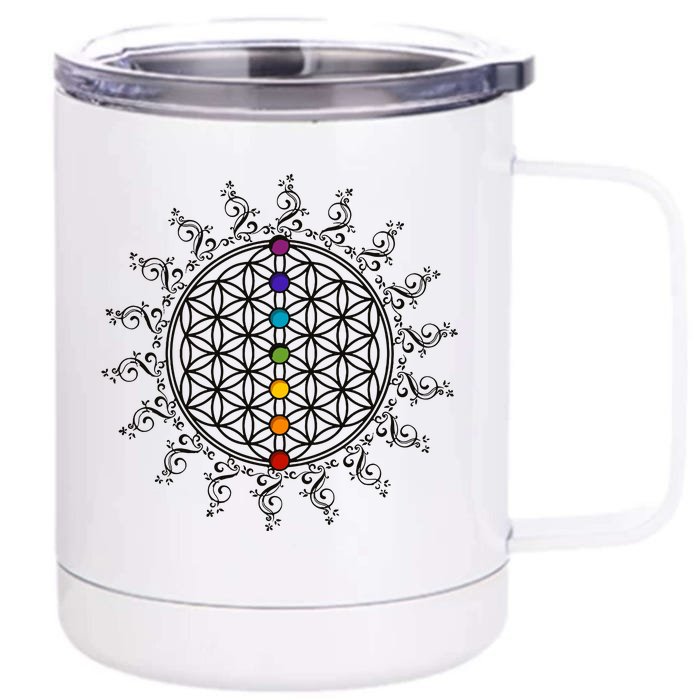 Flower Of Life Sacred Geometry Yoga Chakras Meditation Front & Back 12oz Stainless Steel Tumbler Cup