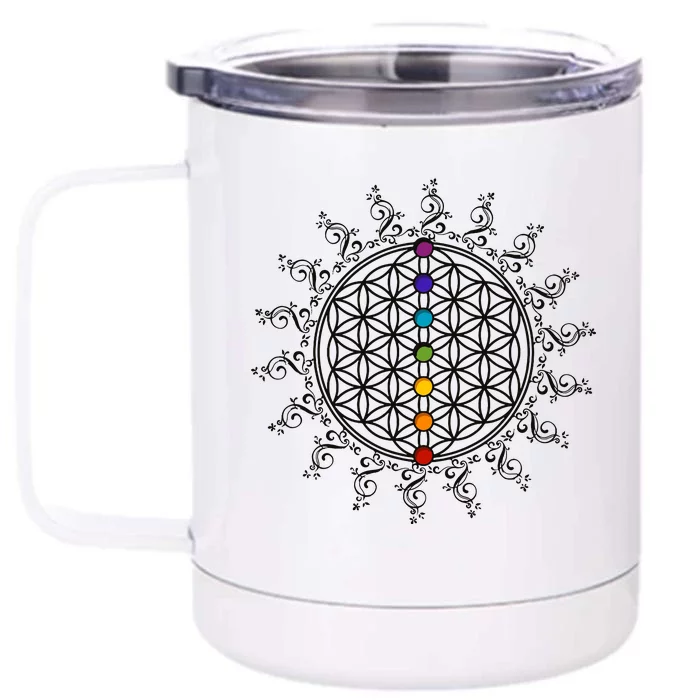 Flower Of Life Sacred Geometry Yoga Chakras Meditation Front & Back 12oz Stainless Steel Tumbler Cup