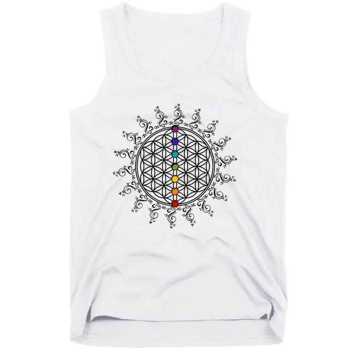 Flower Of Life Sacred Geometry Yoga Chakras Meditation Tank Top