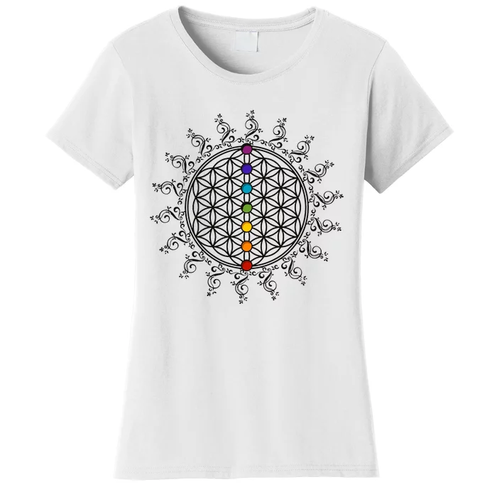 Flower Of Life Sacred Geometry Yoga Chakras Meditation Women's T-Shirt