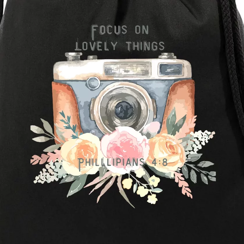 Focus On Lovely Things Drawstring Bag