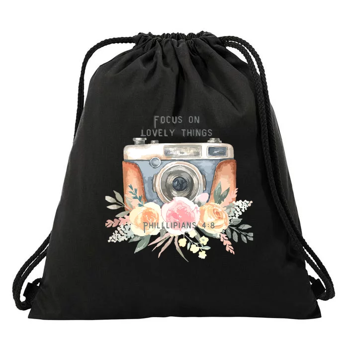 Focus On Lovely Things Drawstring Bag