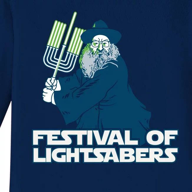 Festival Of Lightsabers Jewish Star Baby Long Sleeve Bodysuit