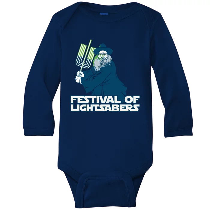 Festival Of Lightsabers Jewish Star Baby Long Sleeve Bodysuit