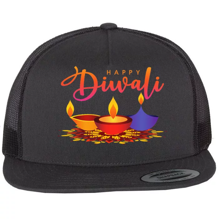 Festival of Light Happy Diwali Flat Bill Trucker Hat