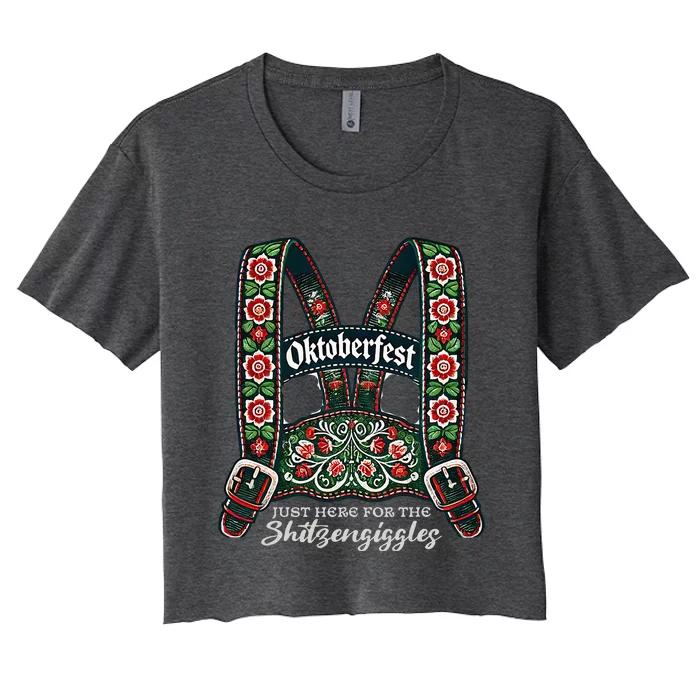 Funny Oktoberfest Lederhosen Women's Crop Top Tee