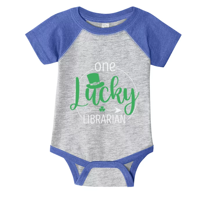 Funny One Lucky Librarian Shamrock St Patrick's Day Reading Gift Infant Baby Jersey Bodysuit