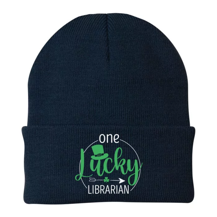 Funny One Lucky Librarian Shamrock St Patrick's Day Reading Gift Knit Cap Winter Beanie