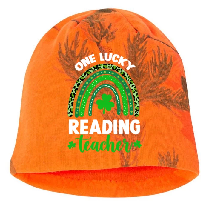 Funny One Lucky Reading Teacher Rainbow St Patricks Day Gift Kati - Camo Knit Beanie