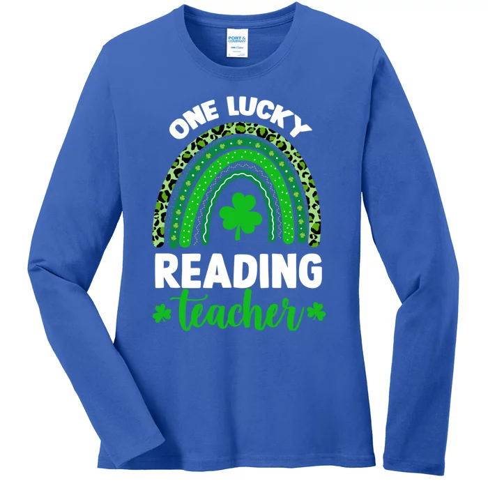 Funny One Lucky Reading Teacher Rainbow St Patricks Day Gift Ladies Long Sleeve Shirt