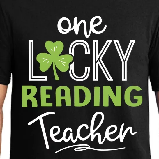 Funny One Lucky Reading Teacher Funny Gift St Patricks Day Funny Gift Pajama Set