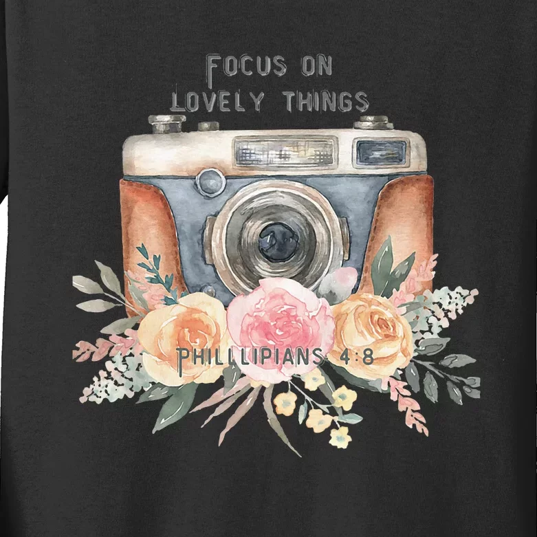 Focus On Lovely Things Kids Long Sleeve Shirt