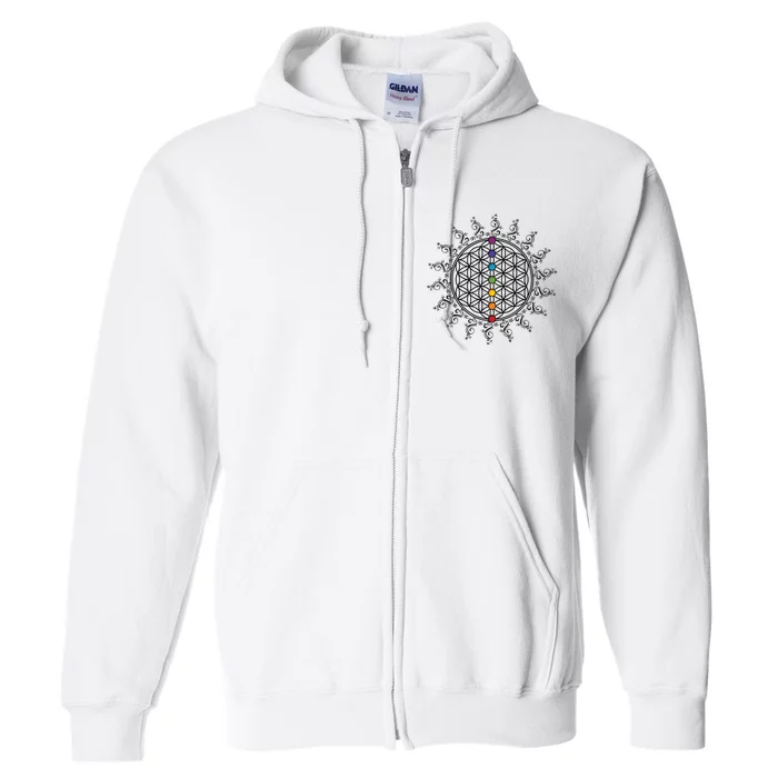 Flower Of Life Sacred Geometry Yoga Chakras Meditation Full Zip Hoodie