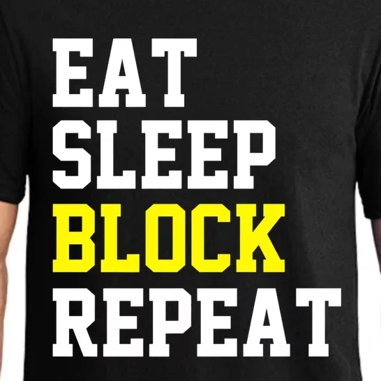 football offensive lineman funny Eat sleep Block repeat Premium Pajama Set