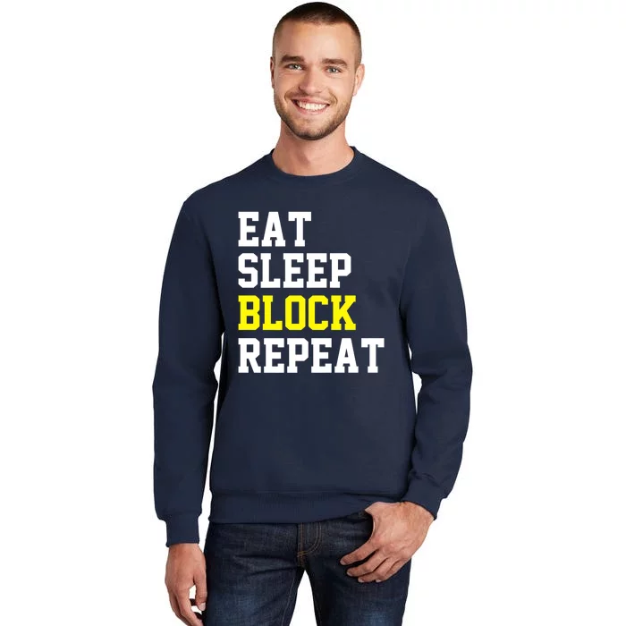 football offensive lineman funny Eat sleep Block repeat Premium Sweatshirt