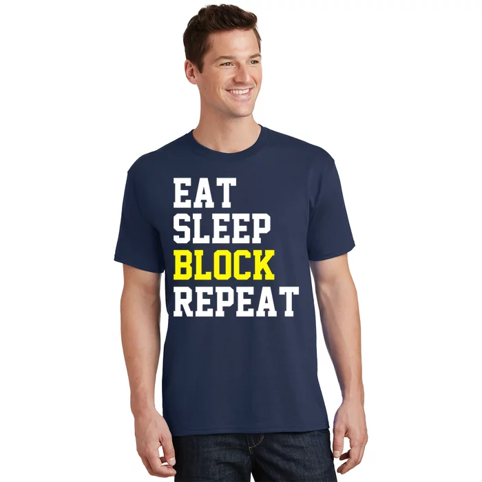 football offensive lineman funny Eat sleep Block repeat Premium T-Shirt