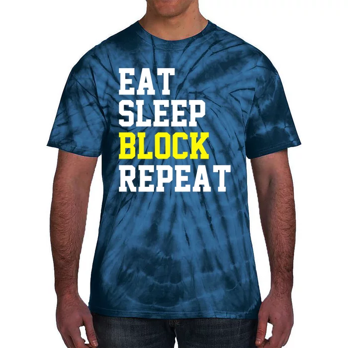 football offensive lineman funny Eat sleep Block repeat Premium Tie-Dye T-Shirt