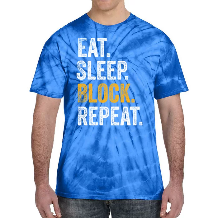 Football Offensive Line Funny Gift Eat Sleep Block Repeat Gift Tie-Dye T-Shirt