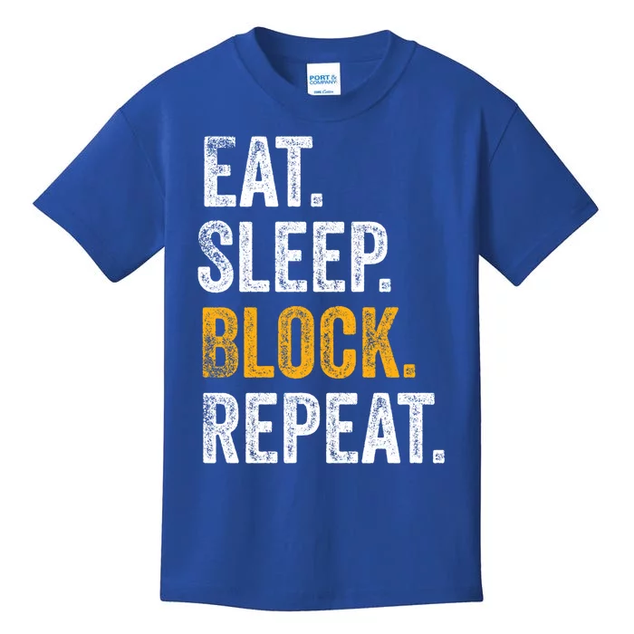 Football Offensive Line Funny Gift Eat Sleep Block Repeat Gift Kids T-Shirt