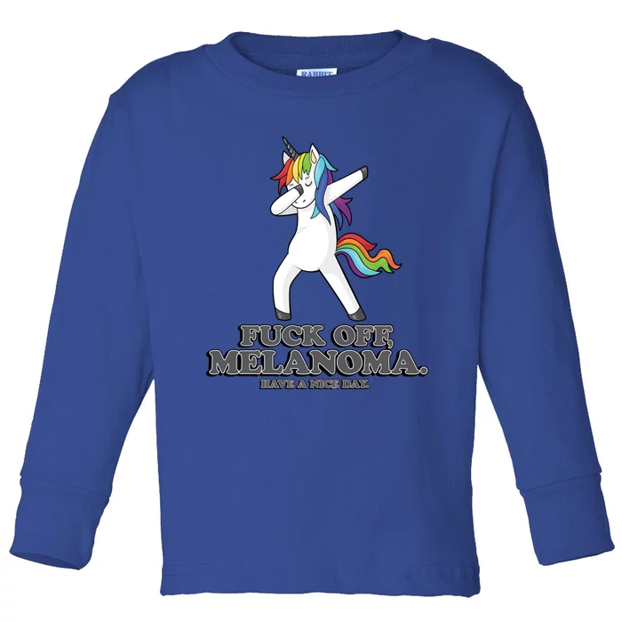 Fuck Off Melanoma Funny Cancer Survivor Quote Unicorn Meaningful Gift Toddler Long Sleeve Shirt