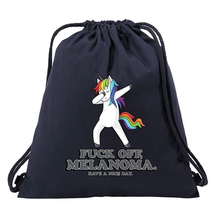 Fuck Off Melanoma Funny Cancer Survivor Quote Unicorn Meaningful Gift Drawstring Bag