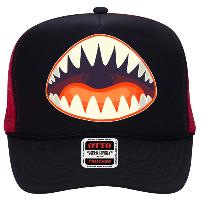 Funny Open Mouth Shark Attack High Crown Mesh Trucker Hat