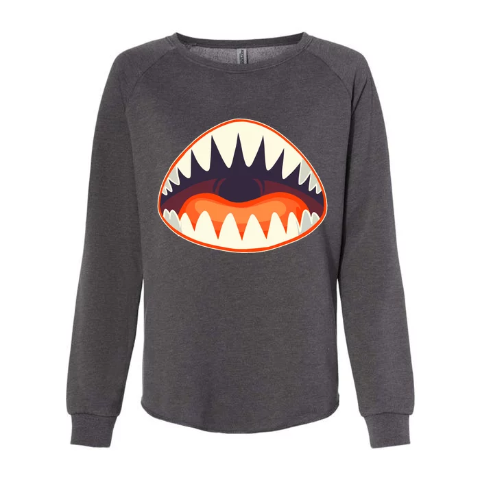 Funny Open Mouth Shark Attack Womens California Wash Sweatshirt