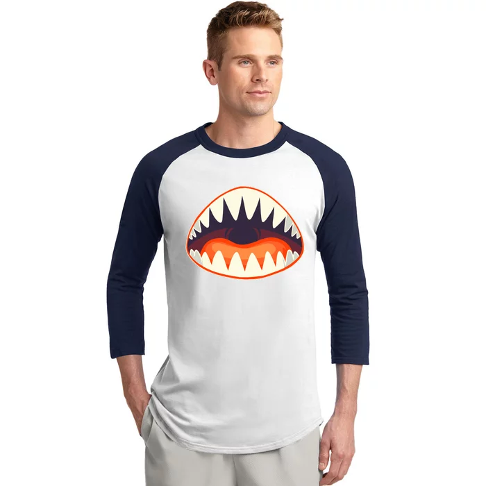 Funny Open Mouth Shark Attack Baseball Sleeve Shirt