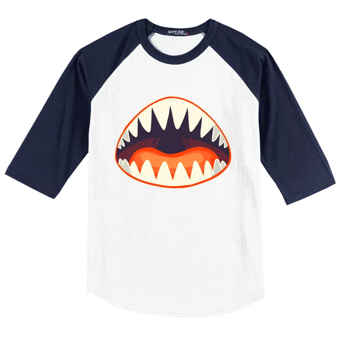 Funny Open Mouth Shark Attack Baseball Sleeve Shirt