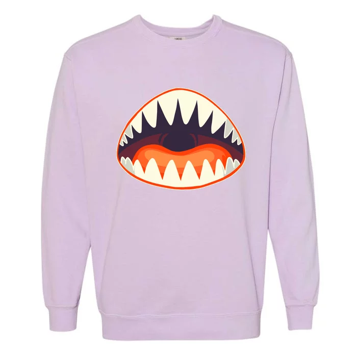 Funny Open Mouth Shark Attack Garment-Dyed Sweatshirt