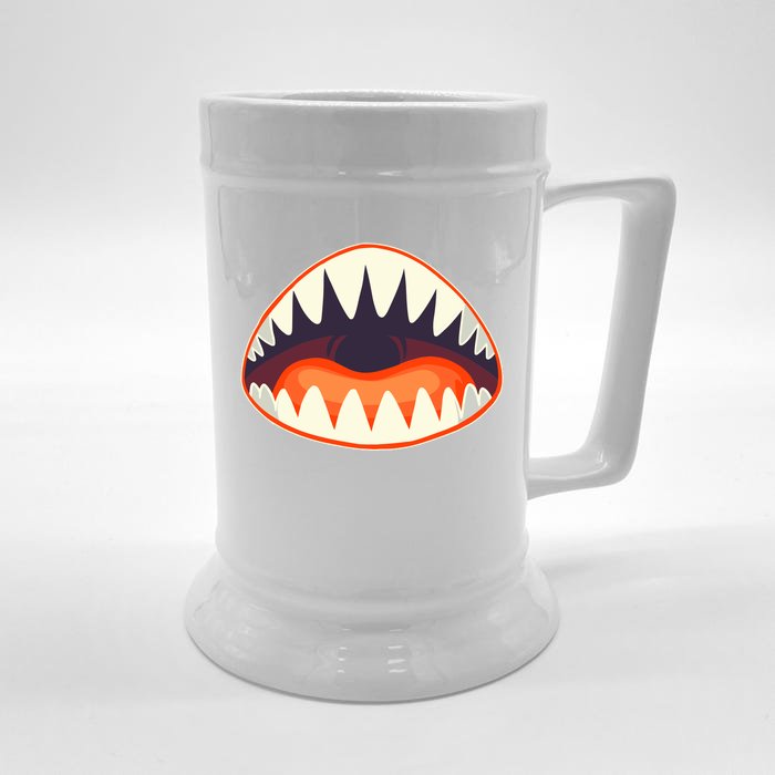 Funny Open Mouth Shark Attack Front & Back Beer Stein