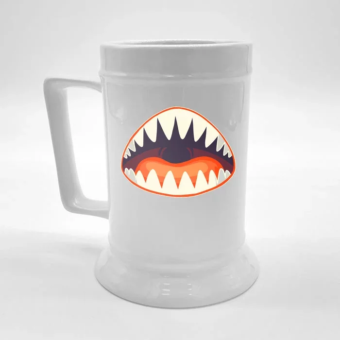 Funny Open Mouth Shark Attack Front & Back Beer Stein