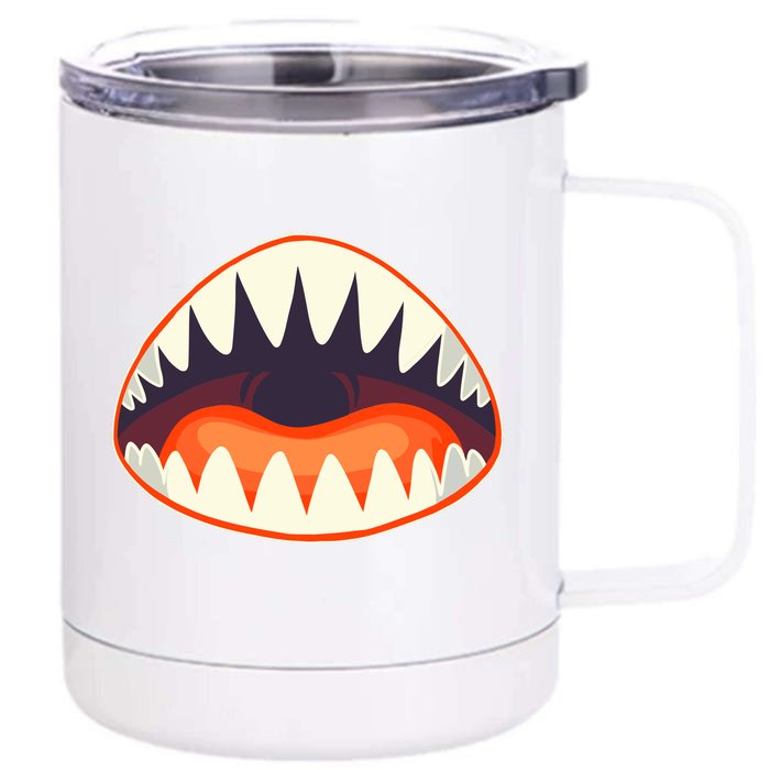 Funny Open Mouth Shark Attack Front & Back 12oz Stainless Steel Tumbler Cup