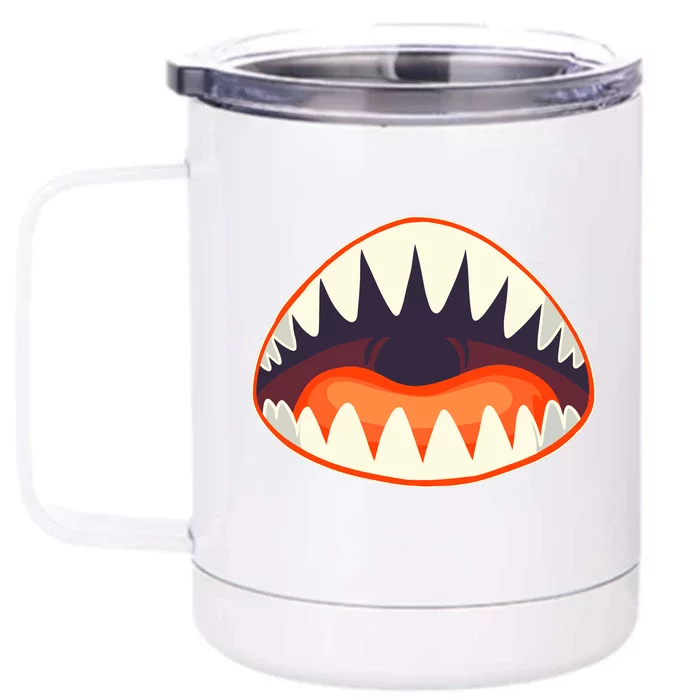 Funny Open Mouth Shark Attack Front & Back 12oz Stainless Steel Tumbler Cup