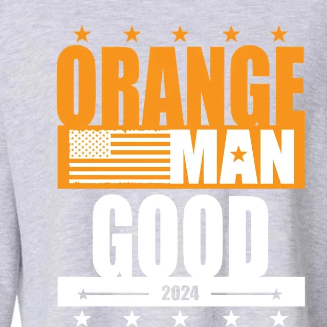 Funny Orange Man Good Meme Funny Patriotic American Meme Patriotic Shirt Cropped Pullover Crew