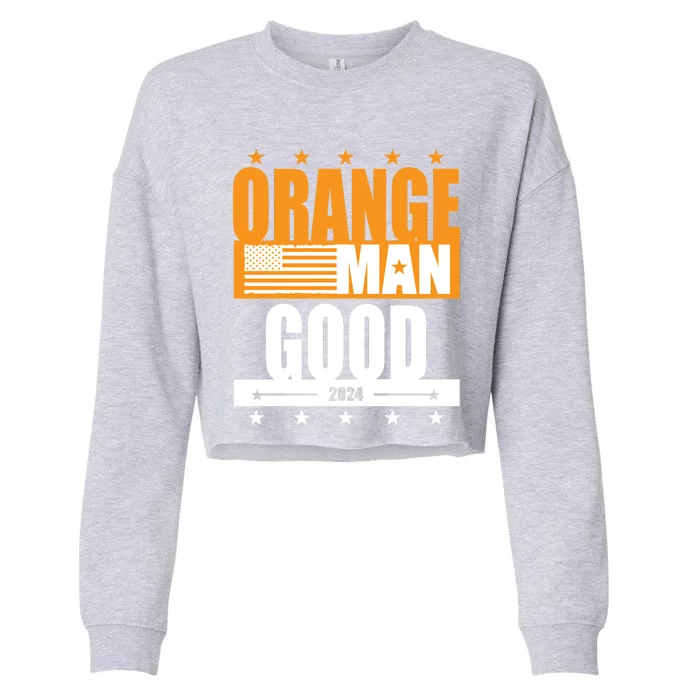 Funny Orange Man Good Meme Funny Patriotic American Meme Patriotic Shirt Cropped Pullover Crew