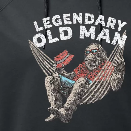 Funny Old Man Guy Legendary Performance Fleece Hoodie