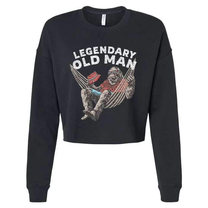 Funny Old Man Guy Legendary Cropped Pullover Crew