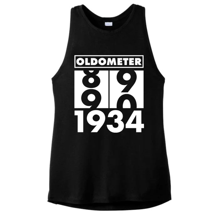 Funny Oldometer Made In 1934 90th Birthday Ladies Tri-Blend Wicking Tank