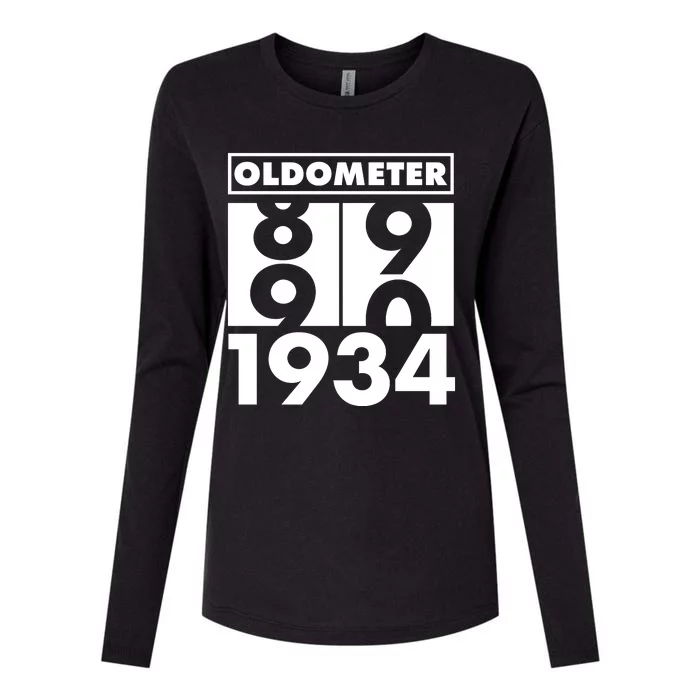 Funny Oldometer Made In 1934 90th Birthday Womens Cotton Relaxed Long Sleeve T-Shirt