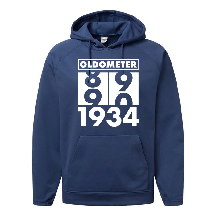 Funny Oldometer Made In 1934 90th Birthday Performance Fleece Hoodie