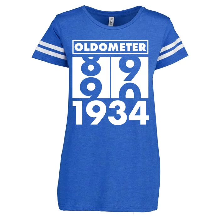 Funny Oldometer Made In 1934 90th Birthday Enza Ladies Jersey Football T-Shirt