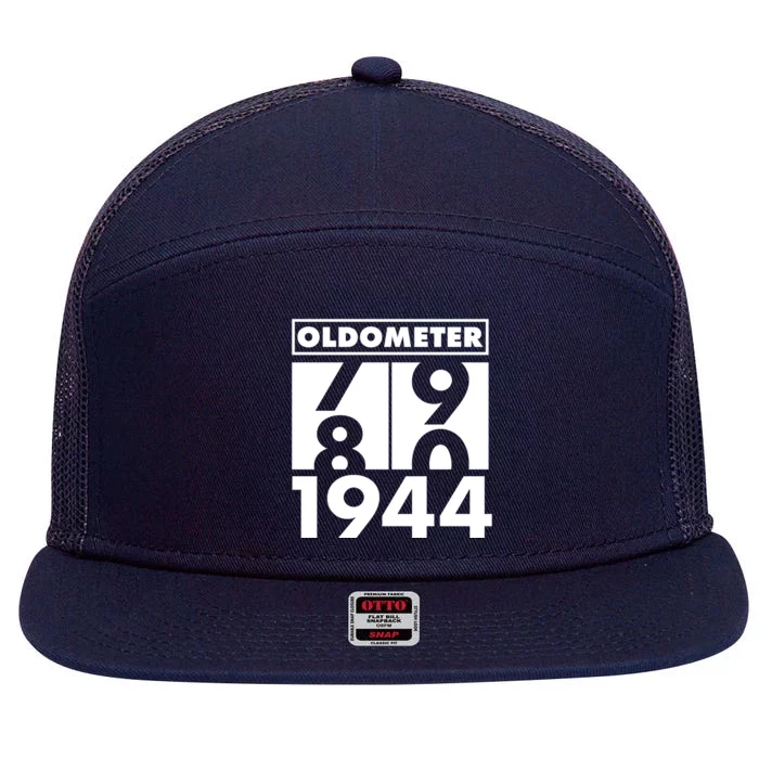 Funny Oldometer Made In 1944 80th Birthday 7 Panel Mesh Trucker Snapback Hat