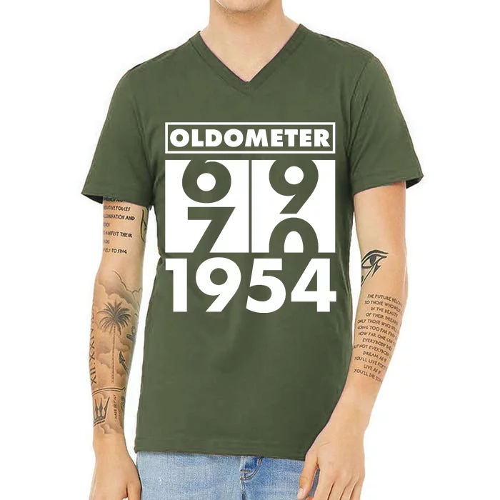 Funny Oldometer Made In 1954 70th Birthday V-Neck T-Shirt